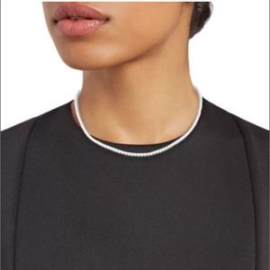 Platinum-Bonded Sterling Silver & Simulated Diamond Tennis Necklace